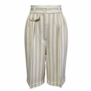 Giorgio Sant’Angelo Linen Blend Striped High-Waist Bermuda Shorts – Size 10